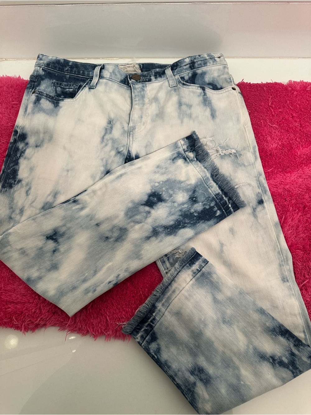 Current/Elliott Womeny Tie-Dye Explosion Slim Straight crop Jeans